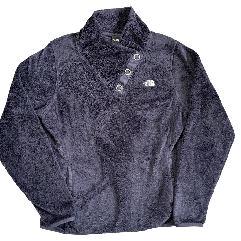 The North Face Womens Asymmetrical‎ Snap Neck Fleece Pullover Purple Large